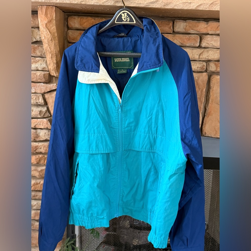 Vintage 90s Colorblock Windbreaker Jacket Teal Blue Yellow Retro Oversized XL
